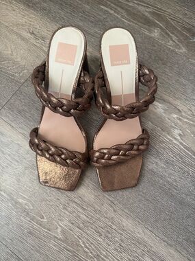 Dolce Vita Metallic Bronze Braided Slide Heels